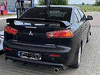 Дифузор заднього бампера (одна труба) Mitsubishi Lancer X 2007-2016 Спідниця дифузор заднього бампера Лансер 10