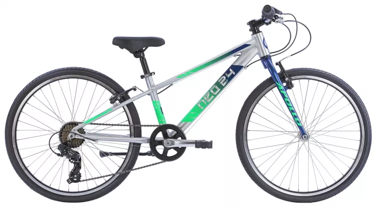 Велосипед 24" Apollo NEO 7s boys Brushed Alloy / Navy Blue / Neon Green Fade