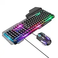 Игровая проводная клавиатура и оптическая мышка 2 в 1 с RGB подсветкой и USB, Стильный набор для игр на ПК int
