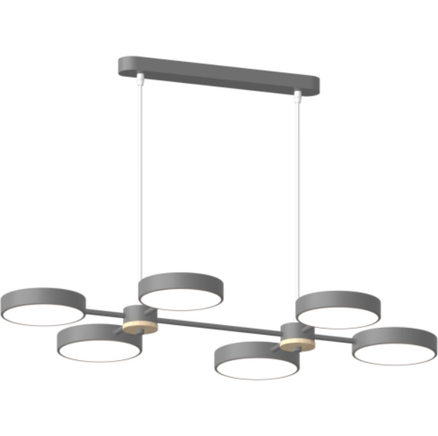 Люстра світлодіодна Sirius акрилова Reims 108W X13284/6 GREY+WOOD сіра