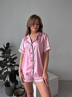 Женская шелковая пижама: рубашка и шорты 42-44, 46-48