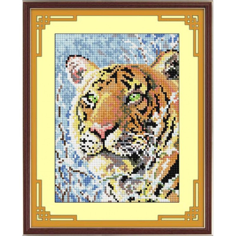 Набір з мозаїки каміннями Засніжений Тигр Dream Art 30311 (18 х 25 см)