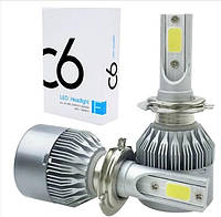 Комплект универсальных автомобильных ламп C6 HeadLight H1 12v COB 6000К 30В, Лампочки для габаритных огней int