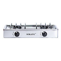 Кухонная плита Sokany SK-07006 металлическая с двумя конфорками и электроподжогом под баллонный газ 4400Вт int