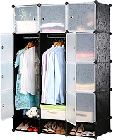 Шкаф модульный разборный из прочного пластика 110х37х165 см, Многофункциональный переносной шкаф для дома int