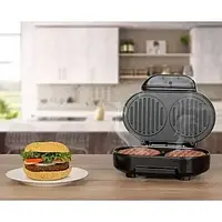 Гриль-котлетница для гамбургеров с антипригарным покрытием и поддоном для жира 750 Вт, Бургерница двойная int