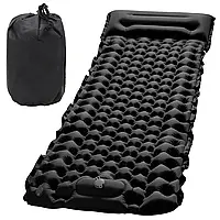 Туристический каремат для сна водонепроницаемый с подушкой, Компактный надувной матрас из нейлона 195х60 см