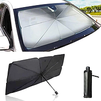 Универсальный светоотражающий зонт-шторка для машины из полиэстра от солнца и перегрева салона 140 х 78 см int