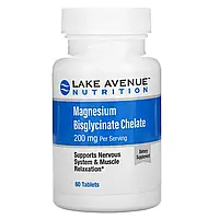 Хелат бисглицината магния с TRAACS® 200 мг Lake Avenue Nutrition 60 таблеток