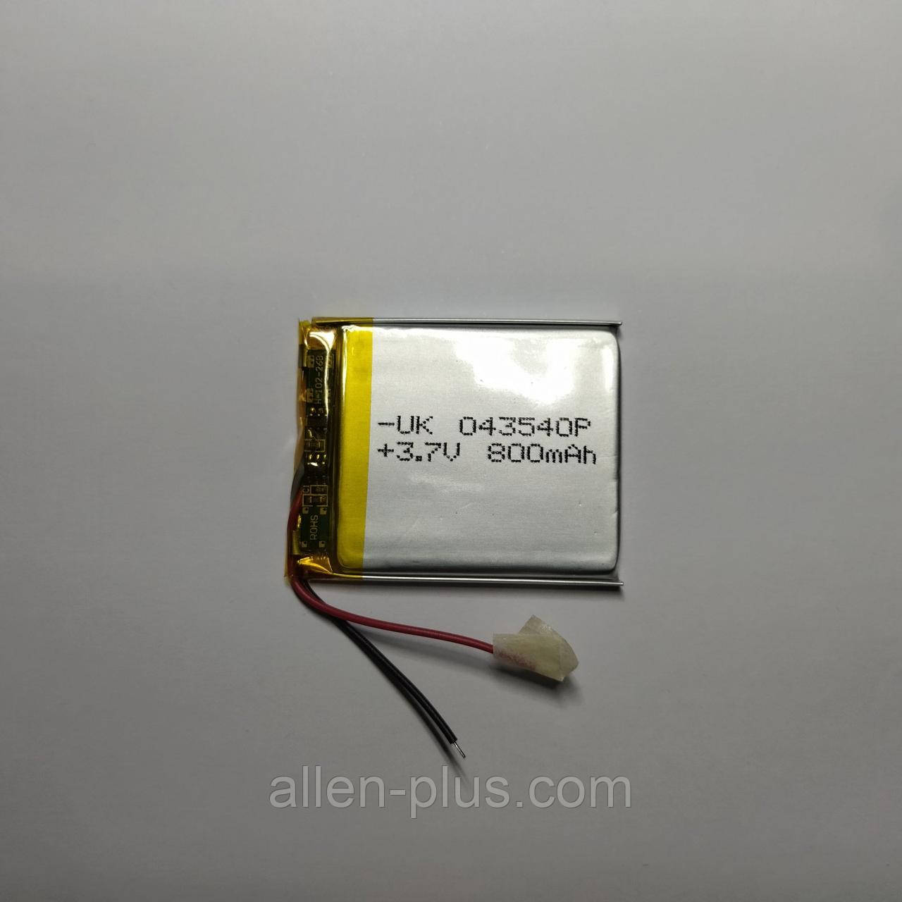 Акумулятор з контролером заряду Li-Pol 043540P 3,7V 800 mAh (4*35*40 мм)