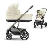 Cybex BALIOS S LUX - Kombikinderwagen 2in1 mit Babywanne | Seashell Beige, Taupe Rahmen