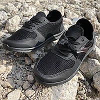 Мужские кроссовки черные из сетки 44 размер. Летние кроссовки под джинсы для мужчин. Модель 46384. KT-246