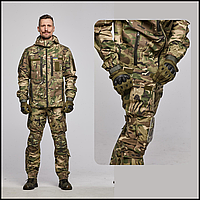 Качественные тактические брюки с наколенниками штурмовые из рипстоп ткани камуфляж мультикам