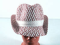 Соломенная шляпа Бевьер 28 см красно-белая fn