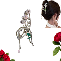 Краб для волосся металевий Квіти з ланцюжком Fashion jewelry