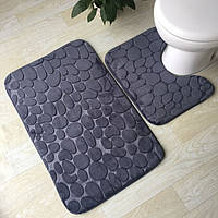 Набір килимків у ванній кімнаті Камені 2 шт сірий fn