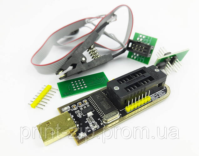 USB Программатор CH341A с прищепкой для EEPROM и FLASH микросхем 24, 25 ...