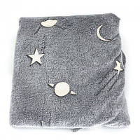 ZAQ Светящийся в темноте плед плюшевое покрывало Blanket kids Magic Star 150х100 см флисовое одеяло. JU-903