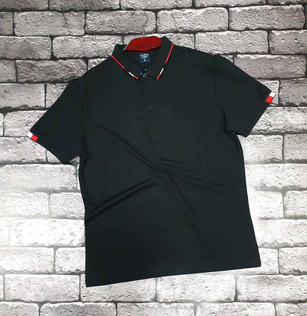 Футболка Panda поло чоловіча XL-5XL, XL, Чорний