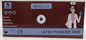 Рукавиці прочисні латексні MEDLUX S,M, L,XL (50 шт.)