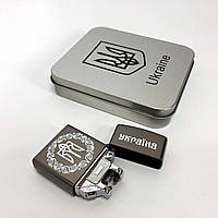ZAQ Дуговая электроимпульсная USB зажигалка Украина (металлическая коробка) HL-447. RN-504 Цвет: черный