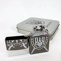 ZAQ Дуговая электроимпульсная USB зажигалка Украина (металлическая коробка) HL-446. EN-586 Цвет: черный