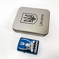 ZAQ Дуговая электроимпульсная USB зажигалка Украина (металлическая коробка) HL-449. RA-757 Цвет: синий