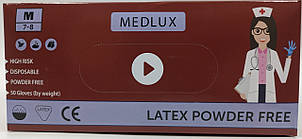 Рукавиці прочисні латексні MEDLUX S,M, L,XL (50 шт.) M