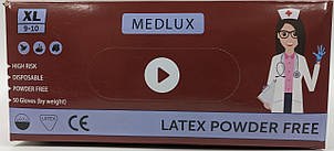 Рукавиці прочисні латексні MEDLUX S,M, L,XL (50 шт.) XL