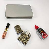 ZAQ Зажигалка бензиновая в подарочной коробке N3, сувенир зажигалка, зажигалки подарки MJ-105 для мужчин