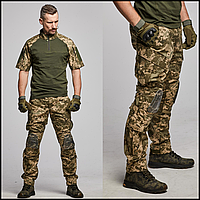 Армейские брюки с наколенниками тактические летние камуфляж пиксель из рип-стоп ткани, штаны ripstop