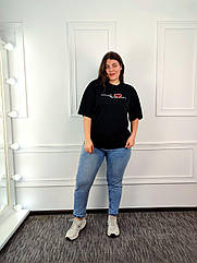 Молодіжна жіноча футболка OVERSIZE 44-48 Сердечко Чорний