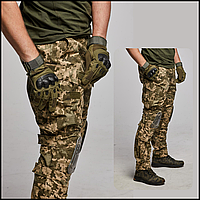 Качественные брюки рип-стоп камуфляжные пиксельные, тактические водоотталкивающие штаны с наколенниками