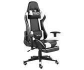 Best Möbel Gaming-Stuhl mit Fußstütze Drehbar Weiß PVC Wohnraum&Garten 339204