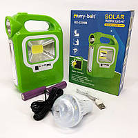 DIY Фонарь кемпинг переносной 6399А - LED+COB, power bank, 2x18650, солнечная батарея. Цвет: зеленый