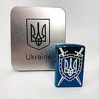 DIY Дуговая электроимпульсная USB Зажигалка аккумуляторная Украина металлическая коробка HL-446. Цвет: синий