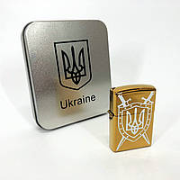 DIY Дуговая электроимпульсная USB зажигалка Украина (металлическая коробка) HL-446. Цвет: золотой