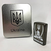 DIY Дуговая электроимпульсная USB зажигалка Украина (металлическая коробка) HL-449. Цвет: черный