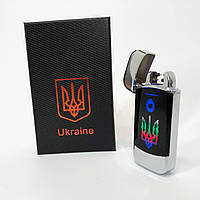 DIY Дуговая электроимпульсная зажигалка с USB-зарядкой Украина LIGHTER HL-439. Цвет: серебро