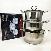 VIO Набор кастрюль из нержавеющая стали с крышками UNIQUE UN-5074, набор посуды для электрических плит