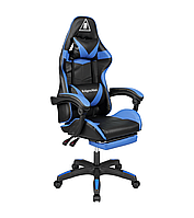 Игровое кресло с подушкой под шею KrugerMatz GX-150 с подставкой для ног Black/Blue HCC