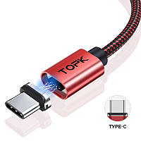 Usb тайп си Кабель магнитный 1 метр TOPK AM45 Шнур для быстрой зарядки телефона Красный UCC