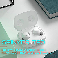 Беспроводные наушники earpods Sainyer T20 TWS с Чипом Bluetrum Tws наушники для телефона Белые MCC