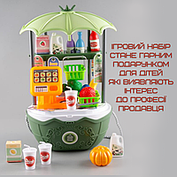 Тележка для супермаркета с продуктами игрушка 49 Предметов с Деньгами + Весы Зелёная MCC
