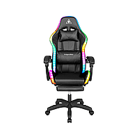 Игровое кресло с подушкой под шею KrugerMatz GX-150 с подсветкой RGB и подставкой для ног HCC