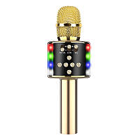 Микрофон с функцией караоке с bluetooth и LED подсветкой D168 с 5 различными голосами GOLD MCC