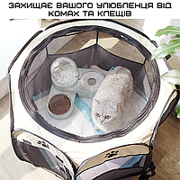 Манеж с текстиля для кошек и собак 114 см Складной манеж для собак и кошек Водонепроницаемый Серый MCC