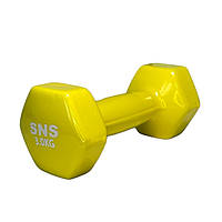 Гантели для фитнеса SNS виниловые по 3 кг 2 шт. Желтый