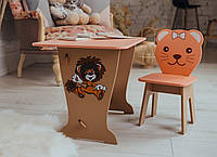Детский стол-парта + стул розовый фигурный, для игры, учебы, рисования.