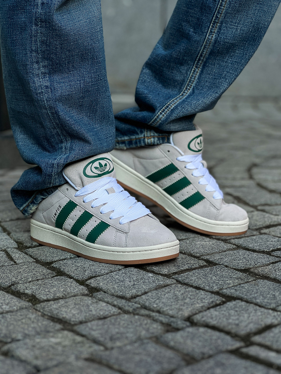 Кроссовки женские Adidas Campus 00s "Crystal White Dark Green" / GY0038